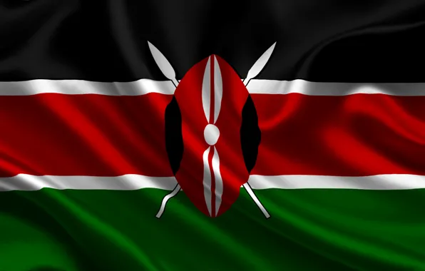 Картинка Красный, Белый, Флаг, Чёрный, Текстура, Зелёный, Flag, Кения, Kenya, Республика Кения, Republic of Kenya
