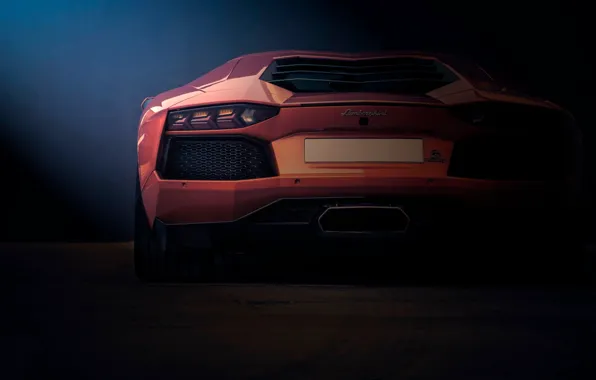 Картинка Lamborghini, rear, orange, LP700-4, Aventador