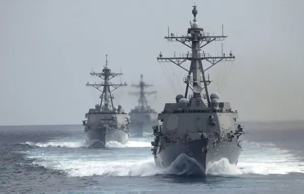 Картинка море, оружие, армия, USS Michael Murphy (DDG 112), USS Gridley (DDG 101), The guided-missile destroyers …