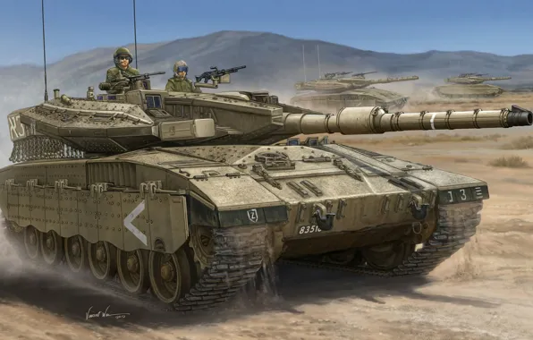 Картинка колесница, пушки, арт, танк, боевой, Меркава, марка, калибр, основной, 120-мм, Mk III D, ивр, Merkava, …