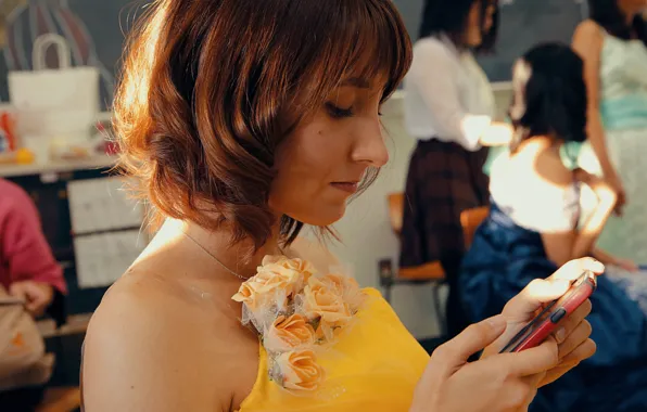 Картинка цветок, девушка, япония, телефон, косплей, iizumichyan