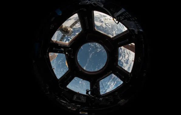 Картинка earth, Nasa, sky, ISS, view, clouds, window, atmosphere