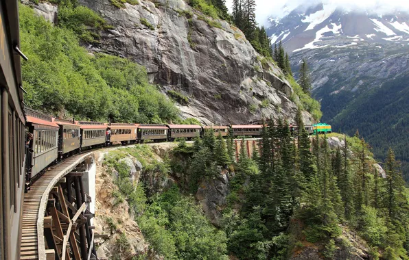 Картинка forest, alaska, mountain, skagway, white pass railroad
