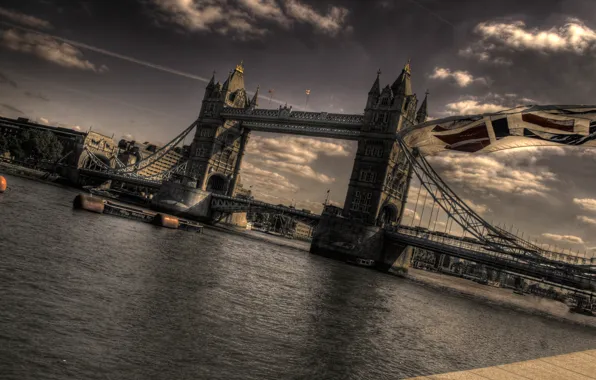 Картинка мост, Лондон, флаг, темза