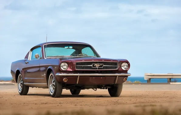 Картинка море, ретро, Mustang, Ford, 1965