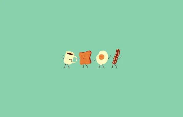 Картинка яйцо, кофе, хлеб, Еда, бекон