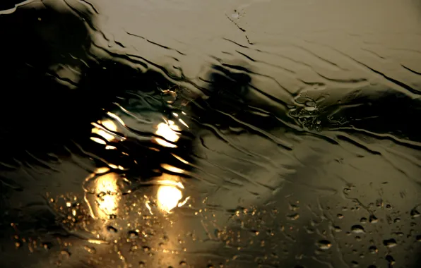 Картинка дорога, стекло, вода, капли, ночь, дождь, ливень, потоки