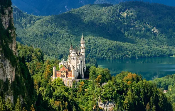 Картинка лес, горы, замок, Германия