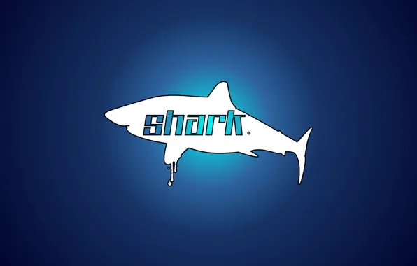 Картинка Shark, sea, minimalism, blue