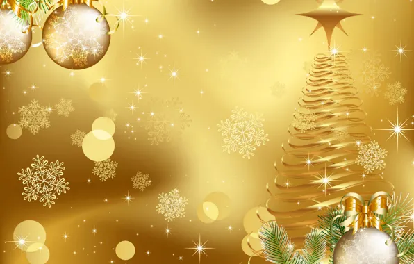 Картинка шарики, снежинки, шары, графика, елка, Рождество, Новый год, ёлка