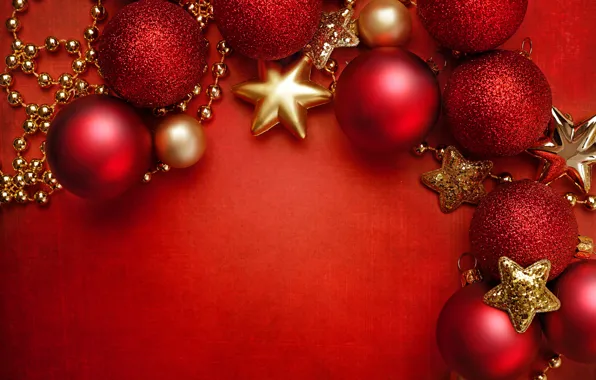 Картинка украшения, шары, Новый Год, Рождество, red, Christmas, balls, stars, decoration, Merry