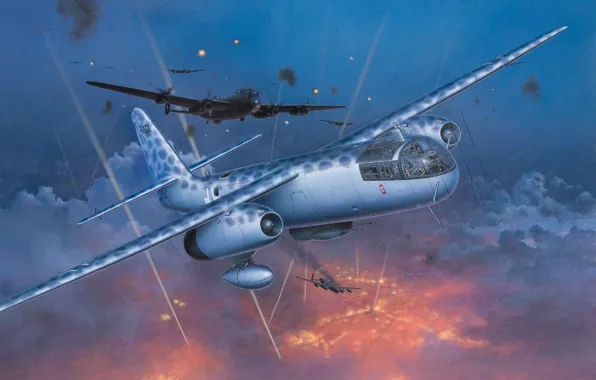 Картинка aircraft, war, airplane, aviation, ww2, dogfight, lancaster, night fighter