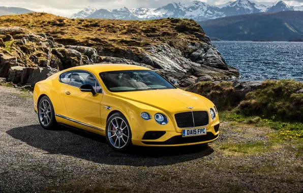 Картинка желтый, Bentley, Continental, бентли, континенталь, V8 S, 2015