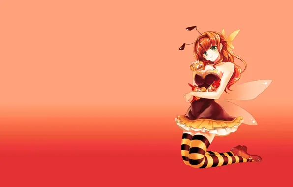 Картинка девушка, пчела, аниме, арт, костюм, пчёлка