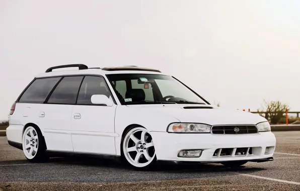 Картинка Subaru, white, tuning, legacy