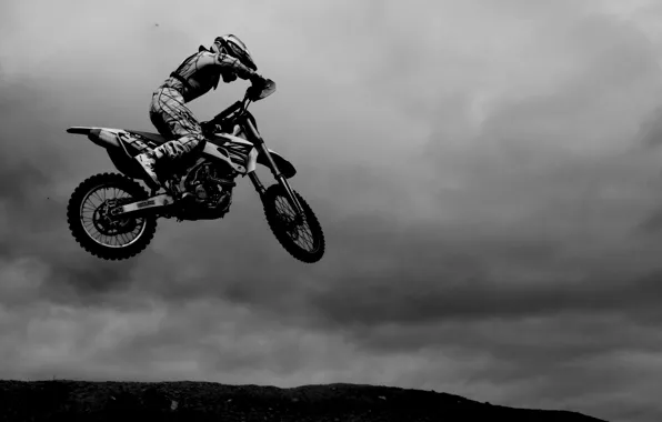 Картинка white, black, jump, Motocross