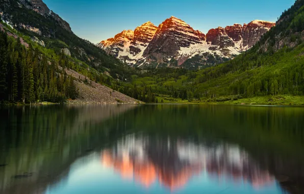 Картинка Природа, Горы, Озеро, США, Пейзаж, Colorado, Maroon Bells