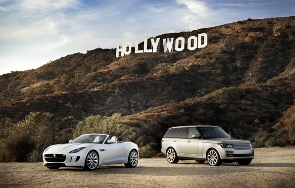 Картинка Jaguar, white, Land Rover, Range Rover, and, F-Type
