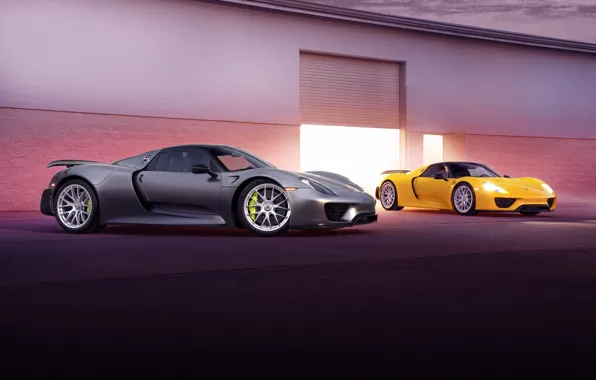 Картинка Porsche, yellow, Spyder, 918, silvery