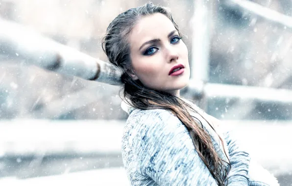 Картинка девушка, снег, макияж, Frozen, Alessandro Di Cicco