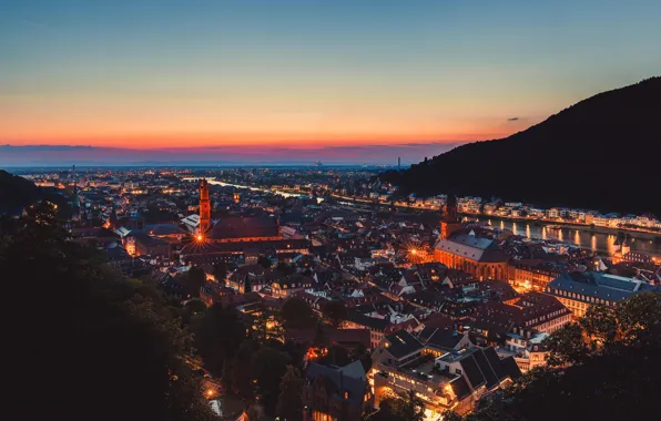 Картинка Germany, blue hour, Heidelberg