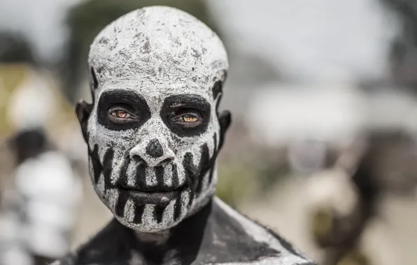 Картинка лицо, смерть, маска, мужчина, прямой взгляд, Горока, Папуа-Новая Гвинея