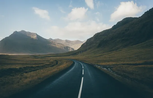 Картинка дорога, небо, горы, Исландия