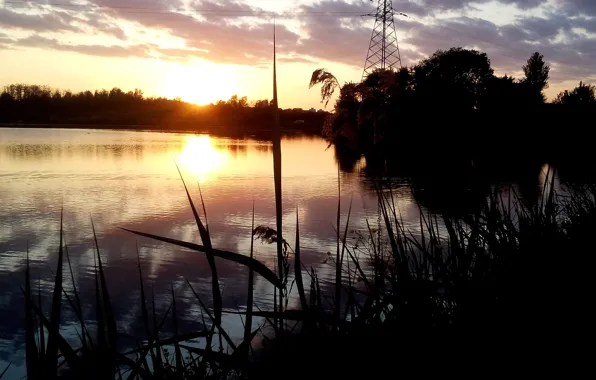 Картинка озеро, вечер, тихо, спокойно