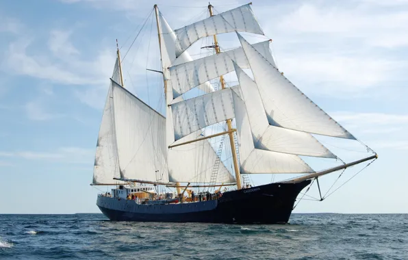 Картинка море, корабль, паруса, Colonial Ship, Caledonia