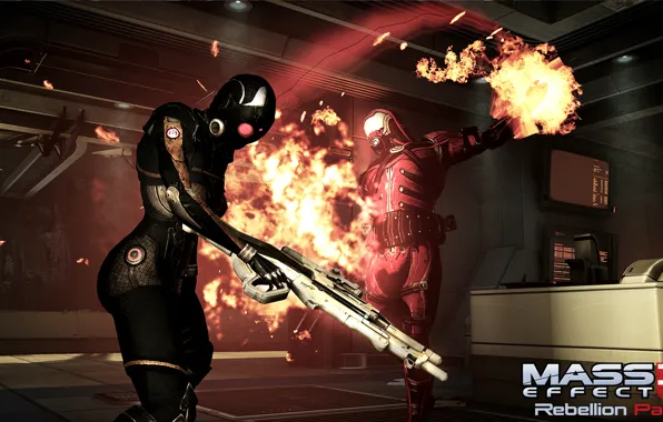 Картинка огонь, Mass Effect 3, мститель, дополнение &quot;восстание&quot;, Rebellion Pack, база &quot;Нефрит&quot;, огненный инструметрон, планета Сур'Кеш, …