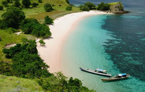Картинка пляж, океан, берег, Indonesia, Komodo National Park