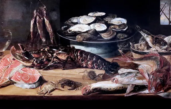 Картинка картина, Bruxelles, Etal de poissonnier, Frans Snyders, Stall fishmonge