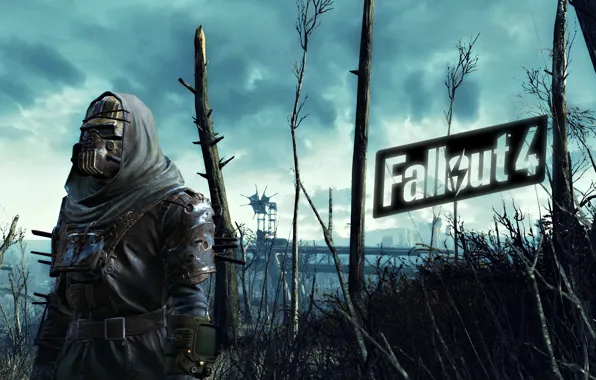 Картинка игра, games, Fallout 4, броня с шипами и противогазом, фаллаут 4, открытый мир, open world, …