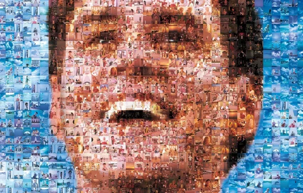 Картинка мозаика, портрет, Джим Керри, Jim Carrey, artwork, Шоу Трумана улыбка, сцены., скриншоты