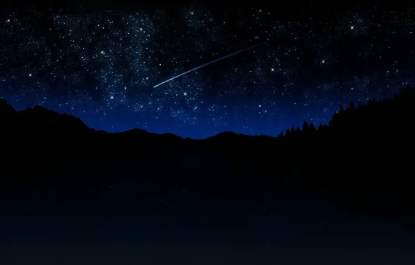 Картинка космос, звезды, Ночь, горизонт