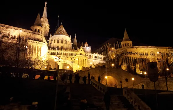 Картинка свет, замок, Будапешт