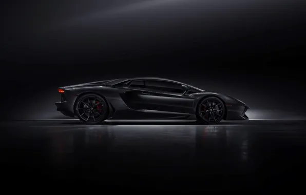Картинка Lamborghini, Dark, Black, Side, LP700-4, Aventador, Supercar, Work