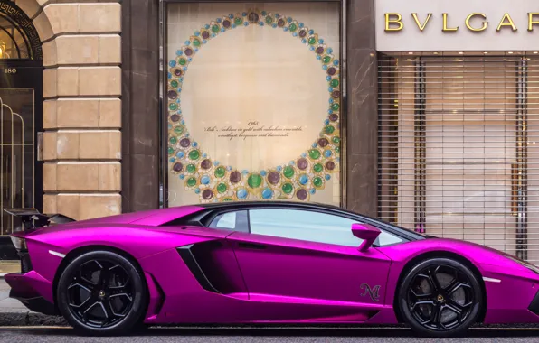 Картинка Lamborghini, Ламборджини, суперкар, спорткар, London, Aventador, purple, авентадор, Luxury, LP760-4