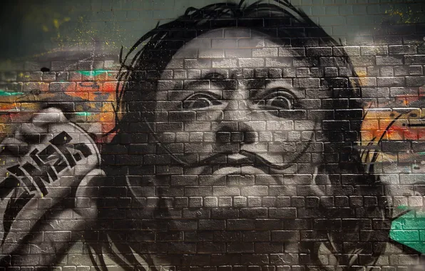 Картинка стена, картина, графити, Сальвадор Дали