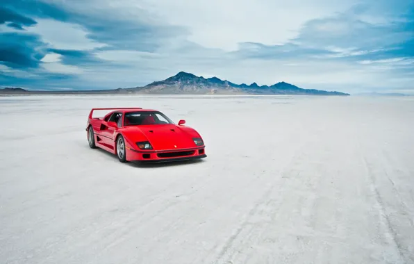 Картинка машина, озеро, Ferrari F40