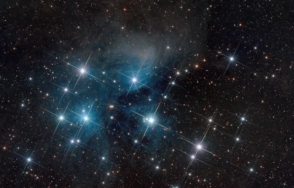 Картинка космос, Плеяды, звёздное скопление, в созвездии Тельца