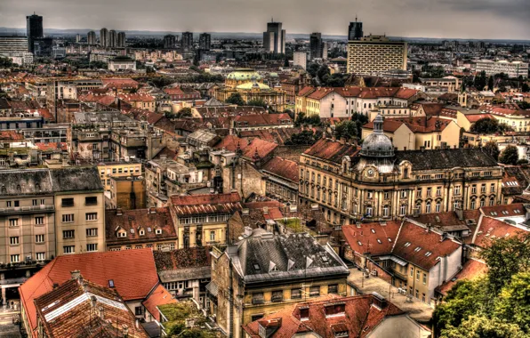 Картинка city, город, здания, крыши, Хорватия, столица, Croatia, Zagreb, Загреб