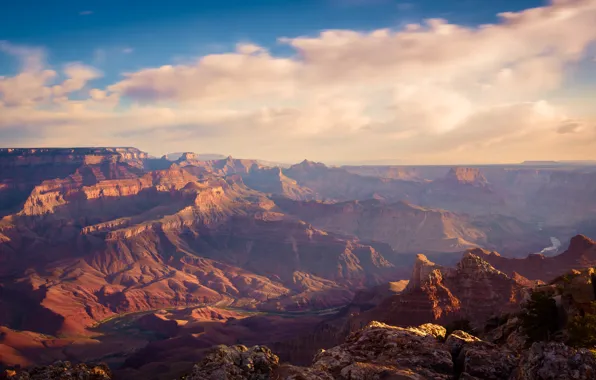 Картинка USA, sky, Arizona, view, clouds, sunrise, Grand Canyon, Colorado, America, National Park, United States of …