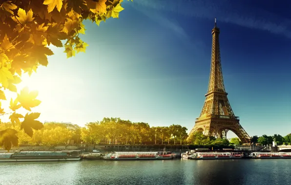 Картинка осень, Париж, Paris, France, autumn, leaves, Eiffel Tower
