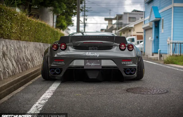 Картинка улица, Япония, Ferrari, вид сзади, Liberty Walk, LBW’s F430