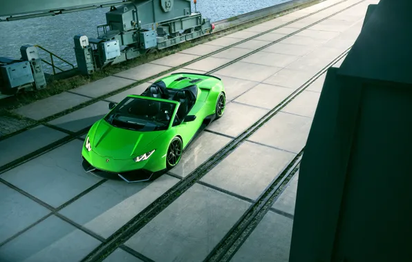Картинка зеленый, green, Lamborghini, суперкар, supercar, автомобиль, Spyder, ламборгини, Novitec, Torado, Huracan