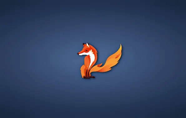 Картинка минимализм, лиса, firefox, fox, синий фон