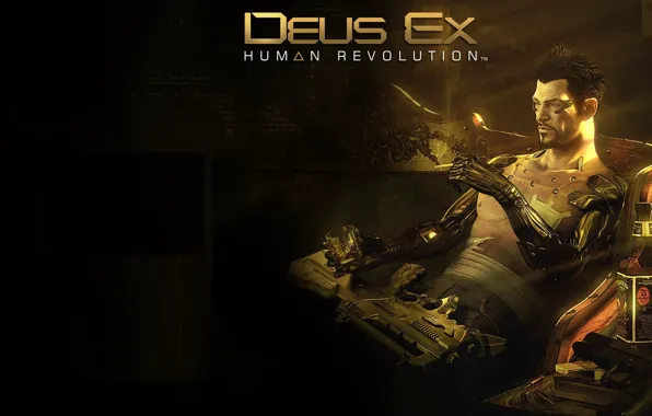 Картинка лицо, игра, арт, мужчина, киборг, Square Enix, art, Deus Ex: Human Revolution, human revolution, deus …