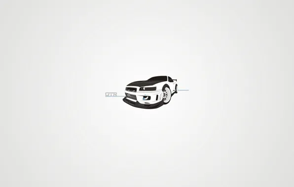 Картинка белый, стиль, вектор, арт, Nissan, gtr