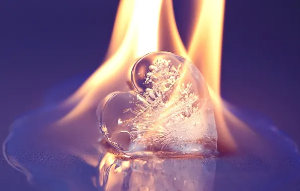 Картинка фон, пламя, сердце, леденое